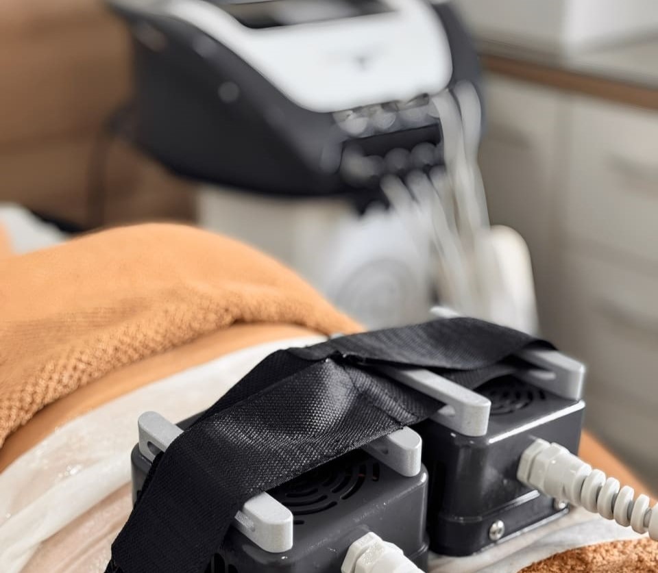 Carol Coutinho aplicando criolipólise para congelar gordura no RJ